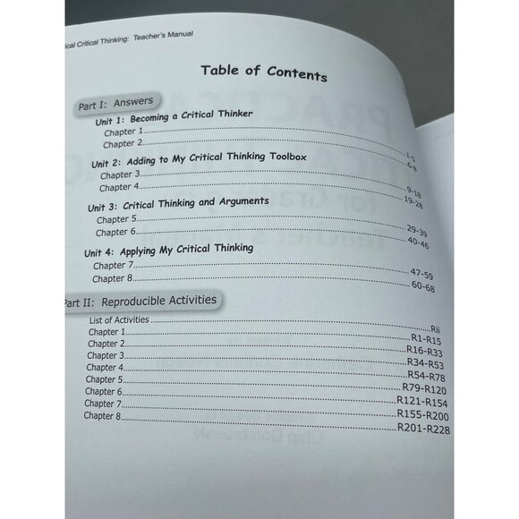 practical critical thinking for grades 9-12+ Teacher's Manual book 2015 READ NEW - Picture 4 of 5